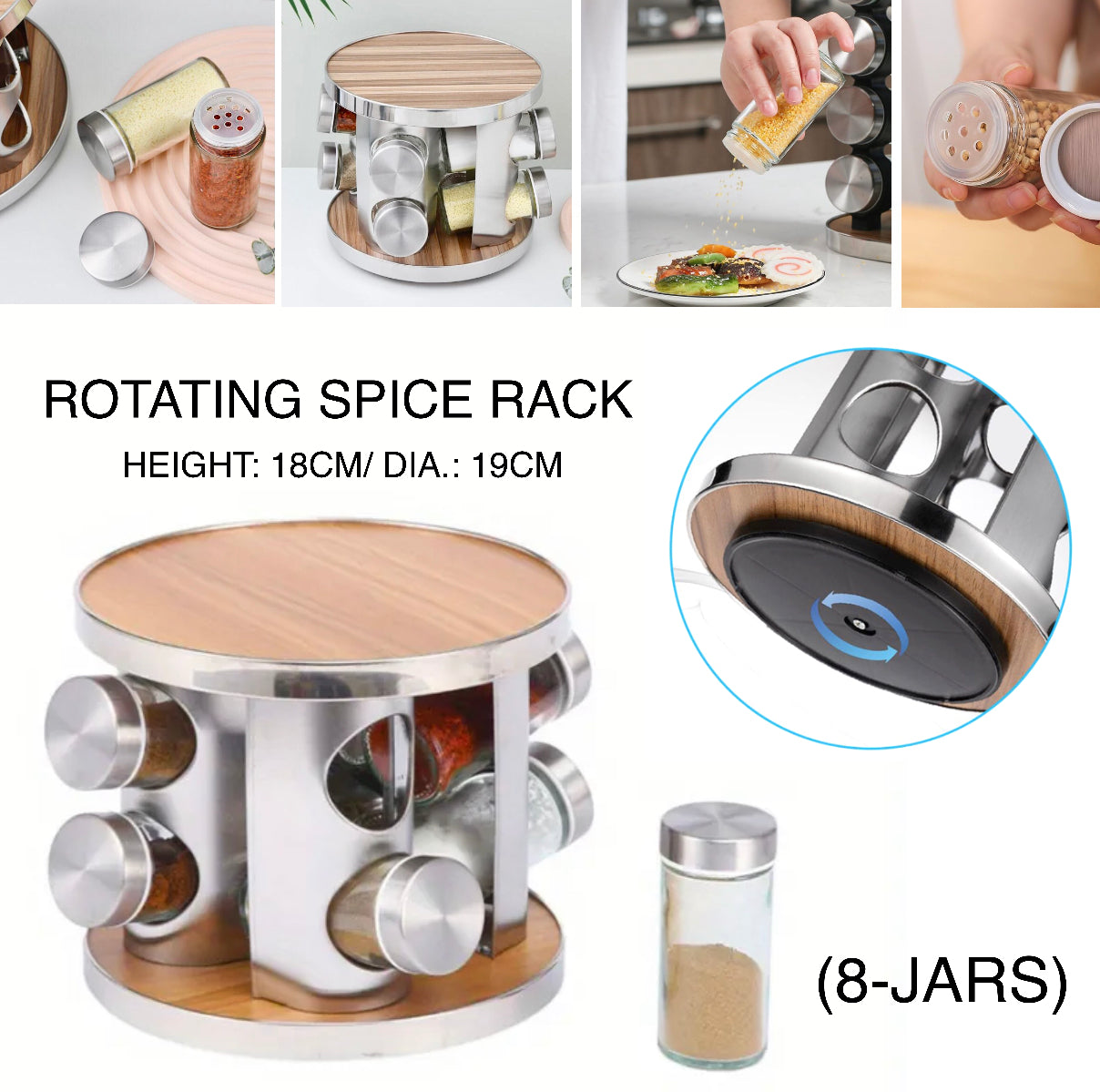 8-Jars Spice Rack (Buy 1 Get 1 Free)