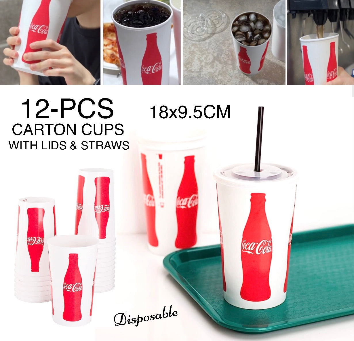 Cola Carton Cups 18cm (Buy 1 Get 1 Free)