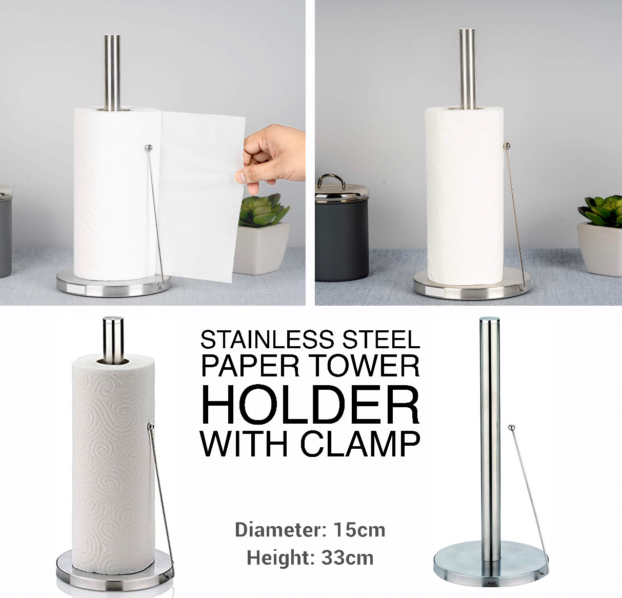 Paper Roll Holder W/Clamp
