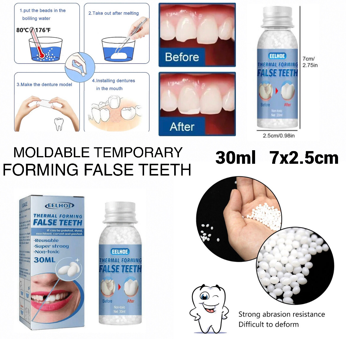 Moldable False Teeth