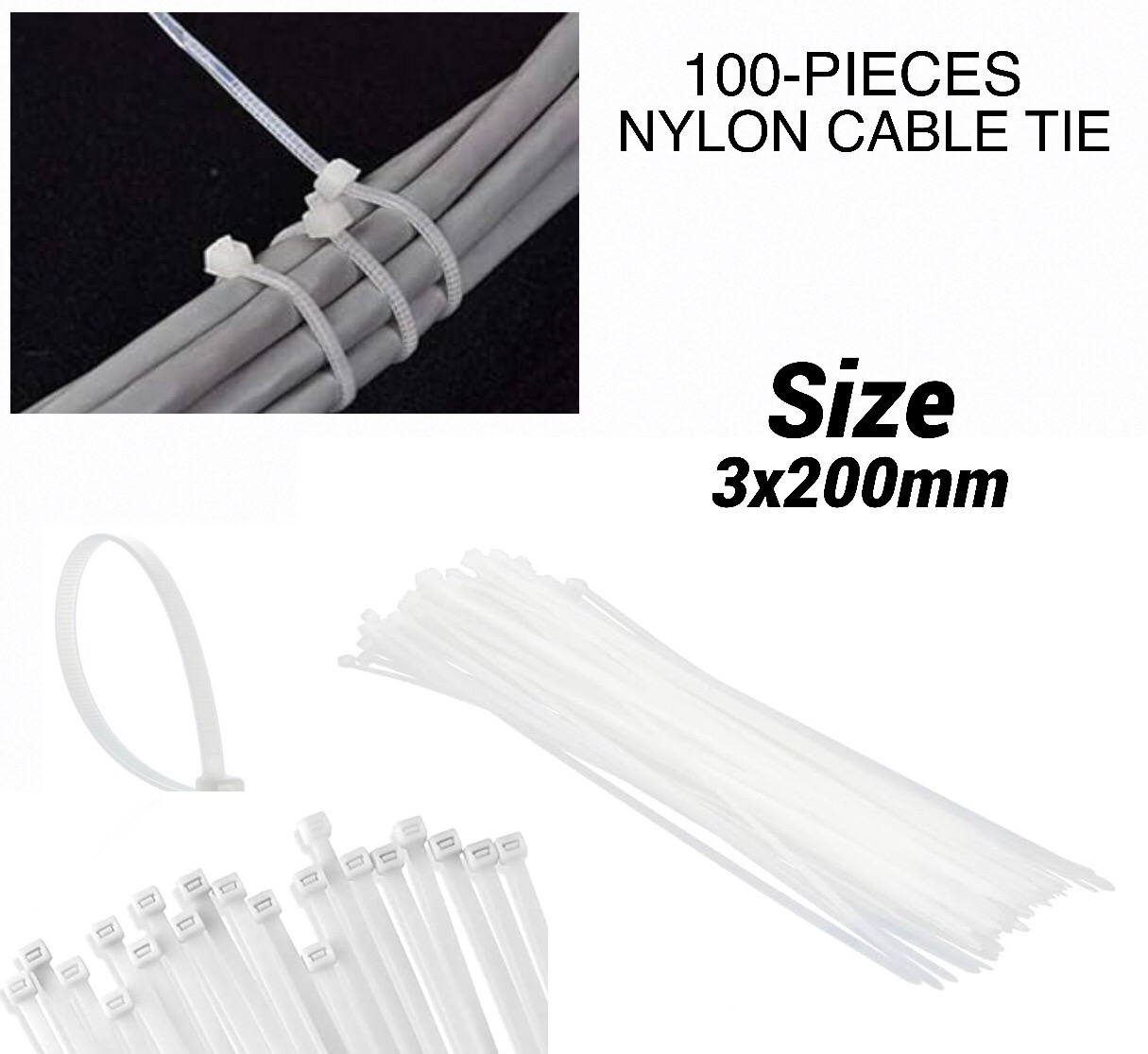 100pc Cable Tie (164-8)