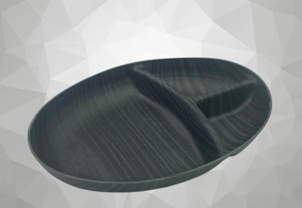Black Wood Color 3 Compartments Snack Bowl
