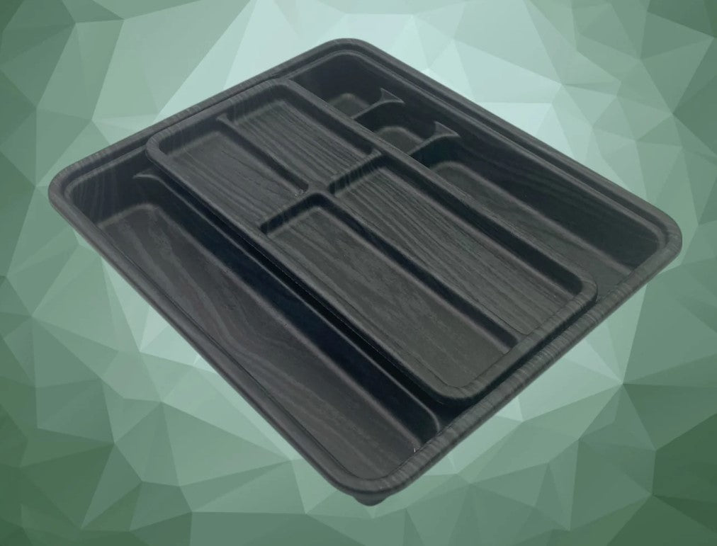 Black Wood Color Sliding Cutlery Tray 36 x 31