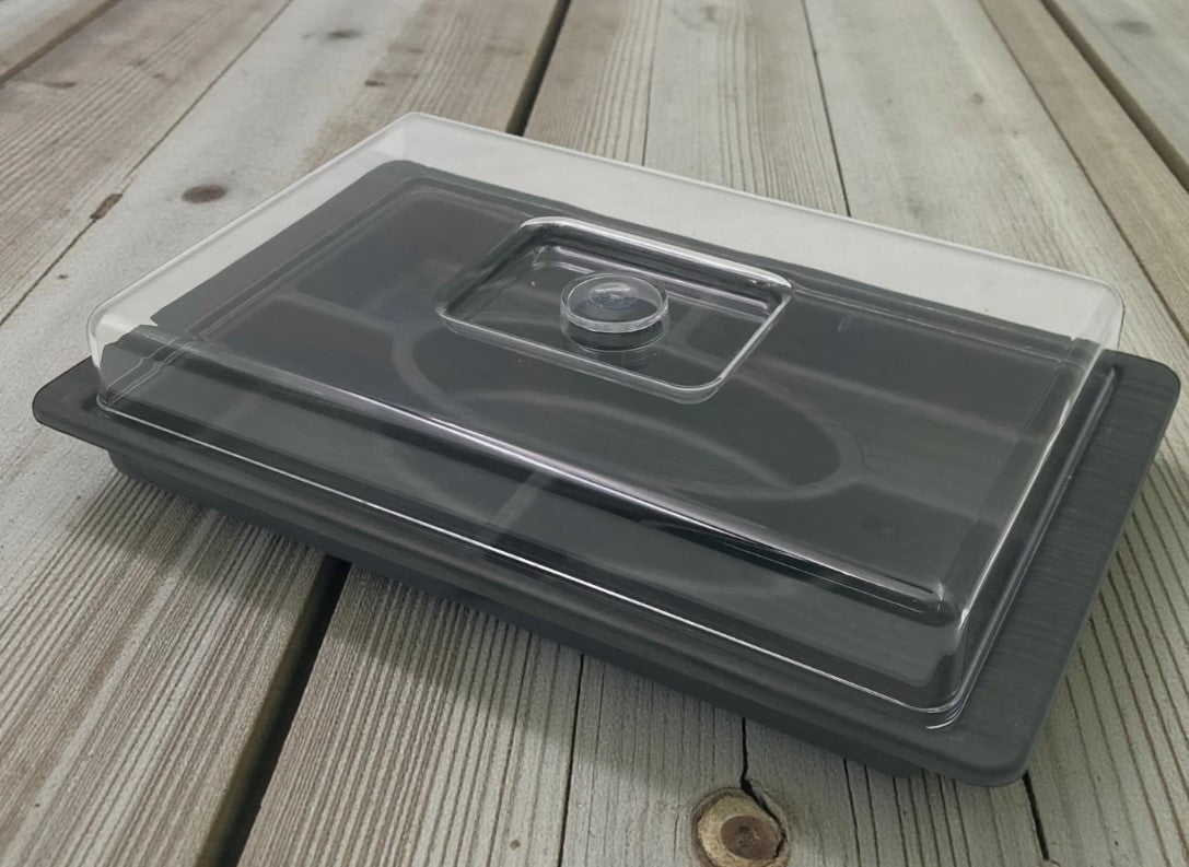 Black Wood Colored Rectangular Divided Dish with Cover