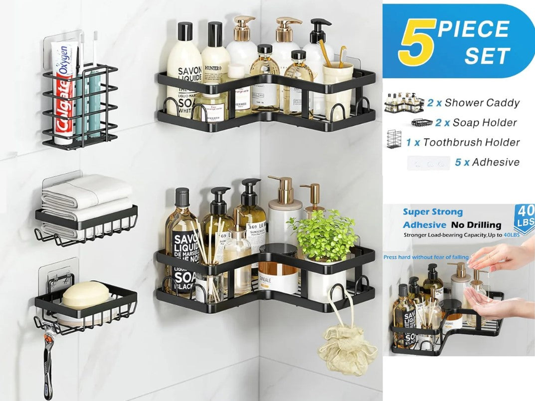 5 Pieces Set Bathroom Wire Shelf Corner and Accessories