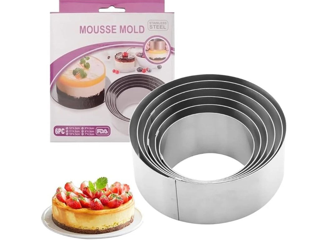 Set of 6 round Stainless Steel Mousse Mold