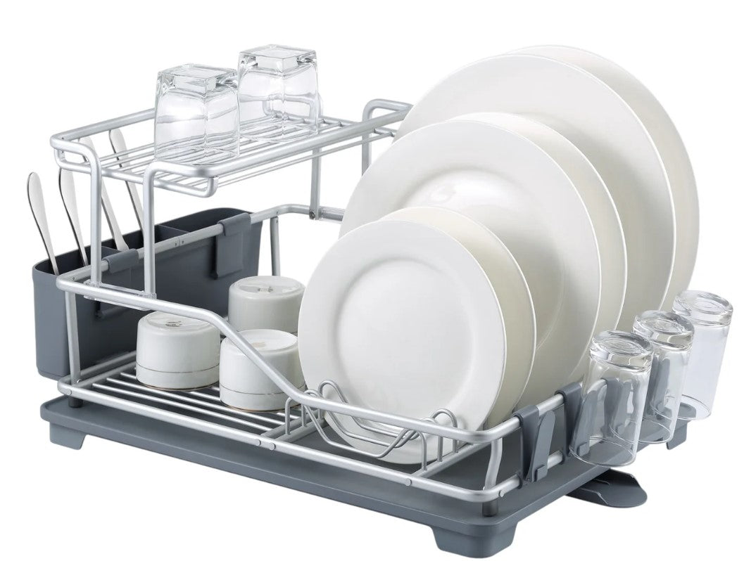 2 Tier Deluxe Aluminum Dish Rack