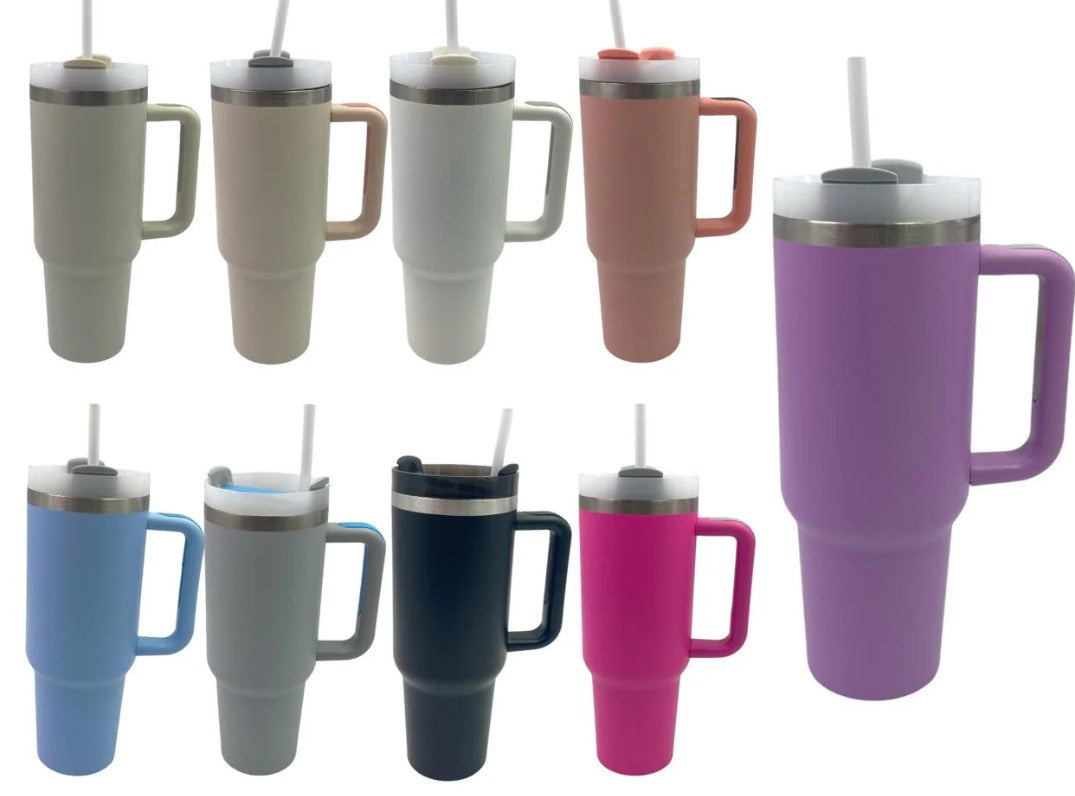Large SS Tumbler with Handle and Straw 40 OZ 1200ml