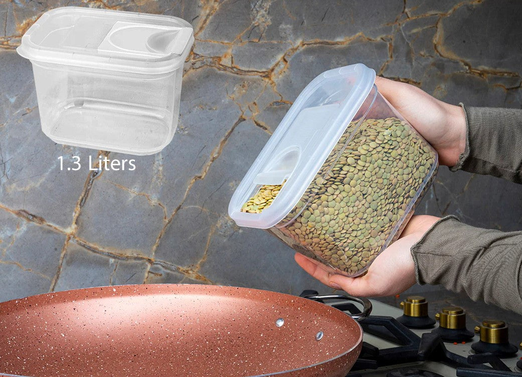 Transparent Dry Food Container with Sliding Cover 1.3L