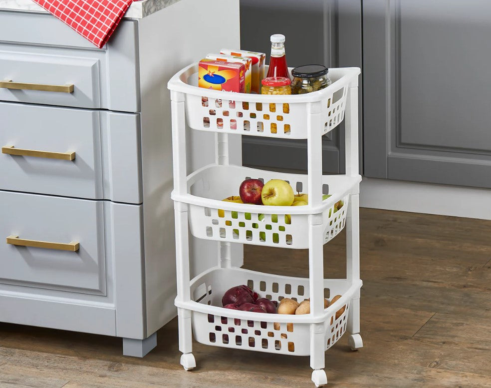 3 Tiers Large Slide-Out Rack Trolley Basket