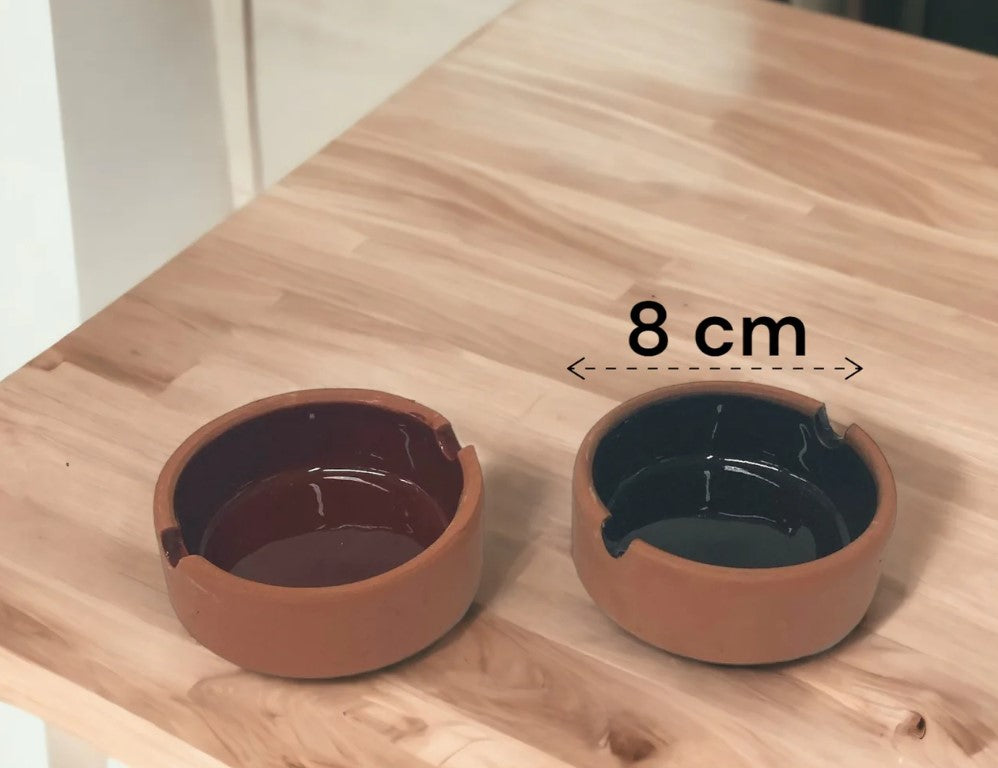 Natural Terracotta Ashtray 8 cm with Colored Glazing