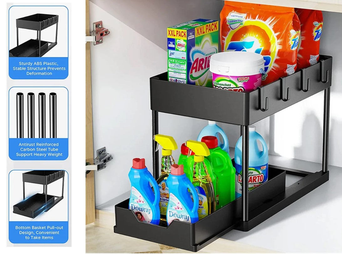 Kitchen Under Sink Organizer Storage Rack 2 Tier