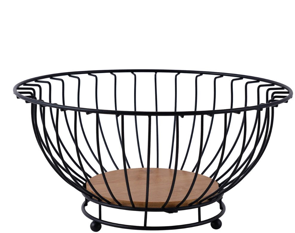 Dosthoff Iron Large Fruit Basket with Bamboo Base MB08