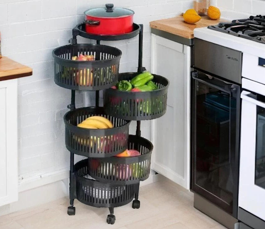 Plastic Round Rotating Shelf 5 Tiers