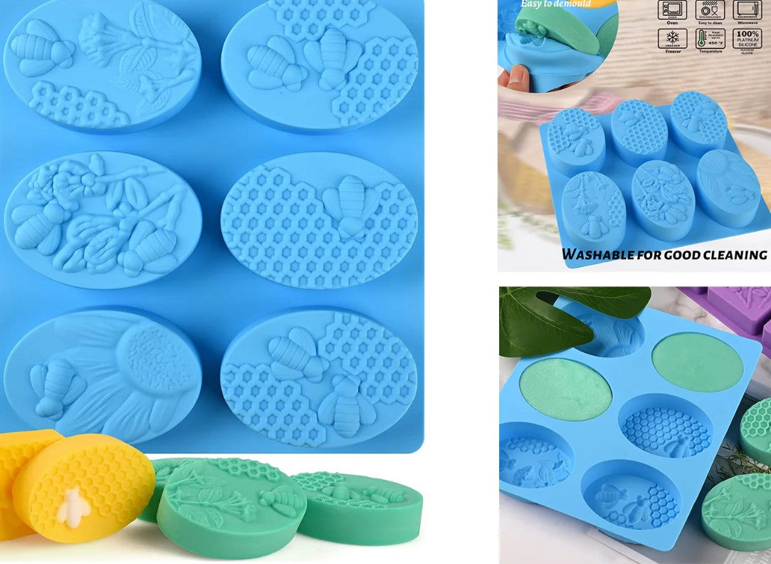 Oval Honey Bee Shape Silicone Mold for Soap