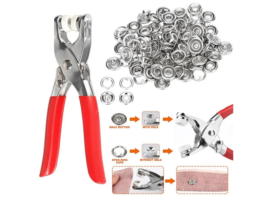 DIY 50 Sets Metal Snaps Buttons w Fastener Pliers Press