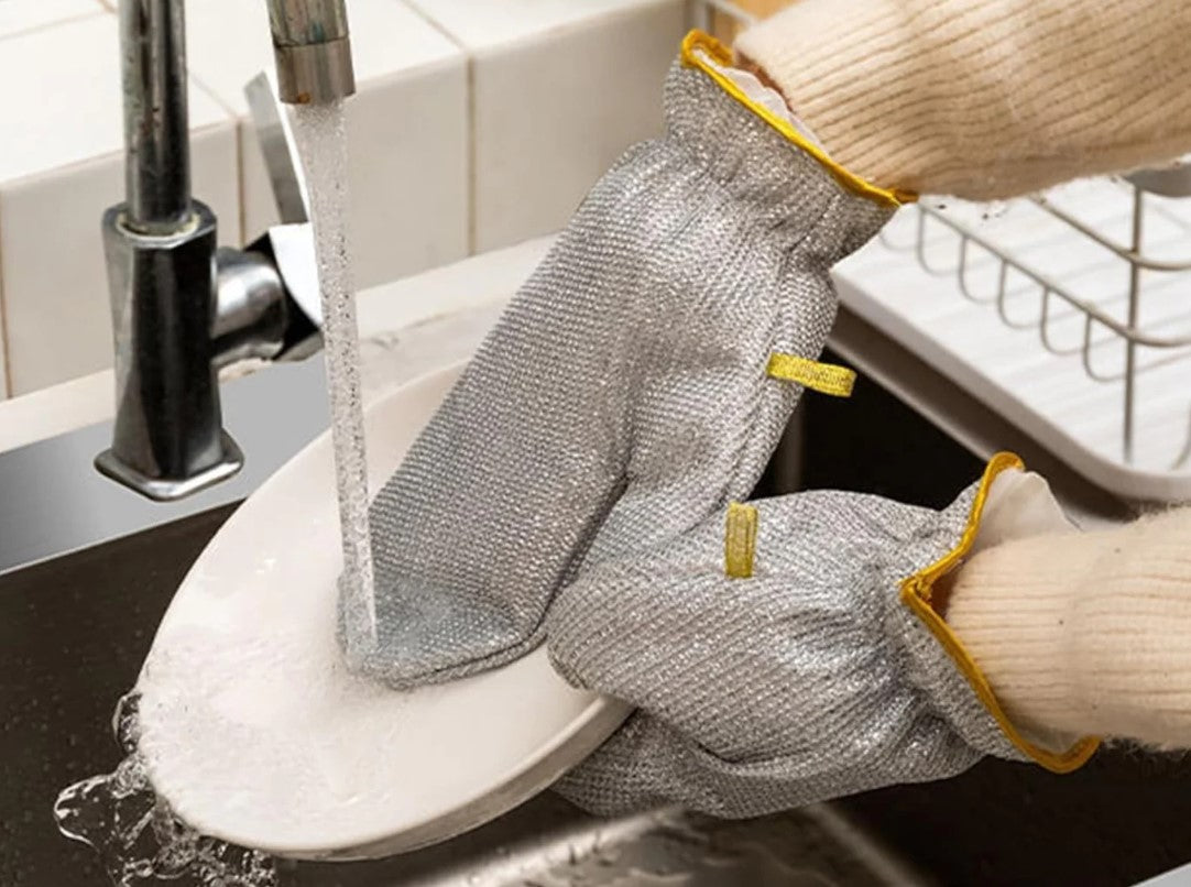 2 in 1 Multifunctional Silver Wire Cleaning Gloves