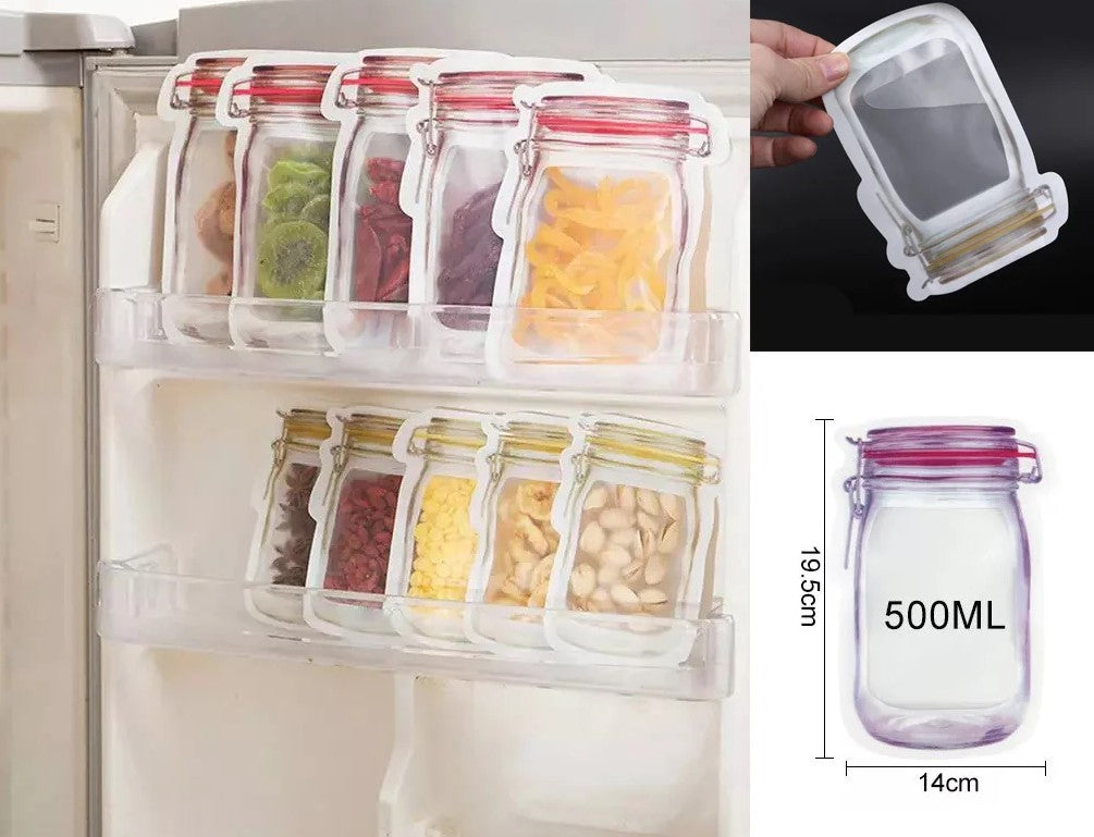 Medium reusable lock and seal bag airtight jar X12