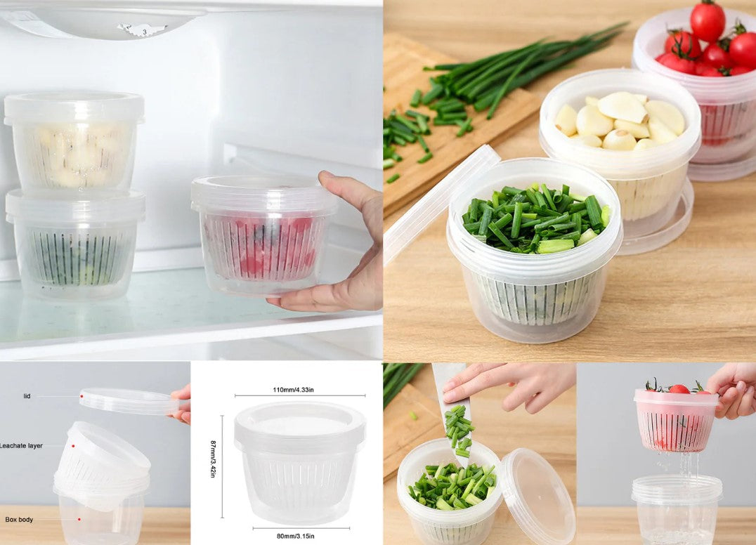 Small Round Food Storage Container with Strainer