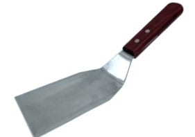Spatula with curved wooden handle