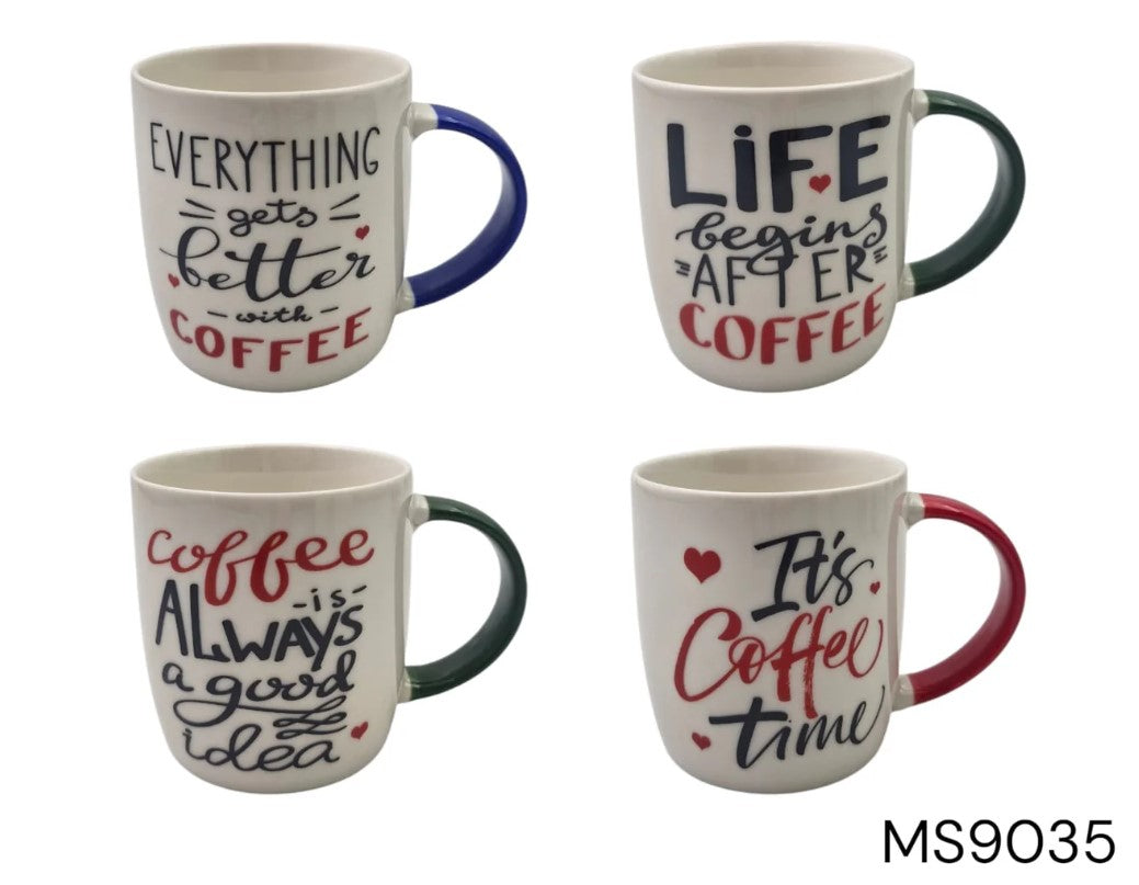 Porcelain Mug with Coffee Quotes Design