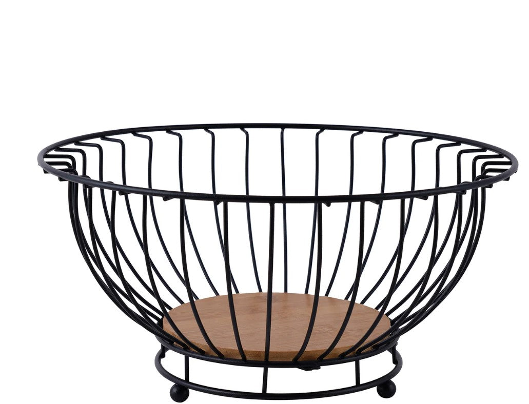 Dosthoff Iron Large Fruit Basket with Bamboo Base MB08