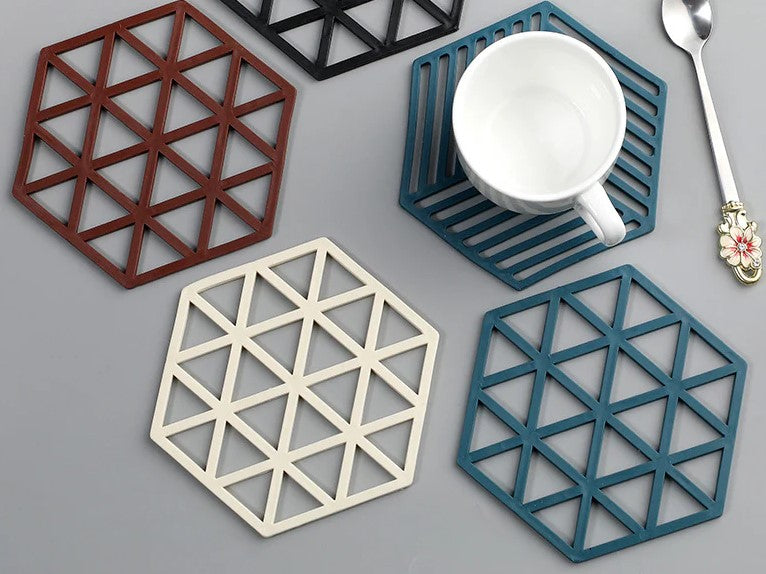 Set of 4 Silicon Heat Pad Hexagon Shape