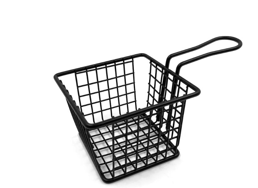 Black Small Squared French Fry Serving Basket 10 CM