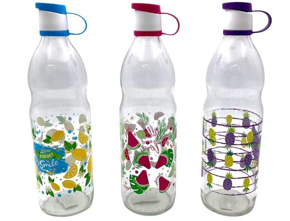Decorated Glass Bottle, 1 lt