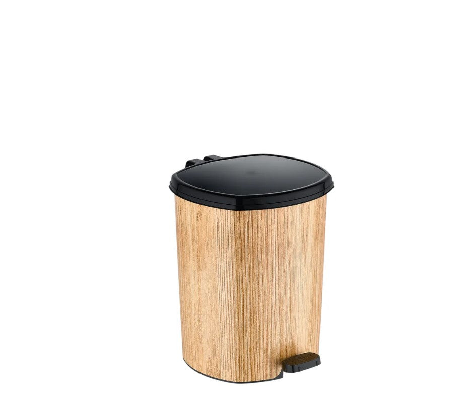 Wooden Color Plastic Pedal Dustbin 6L