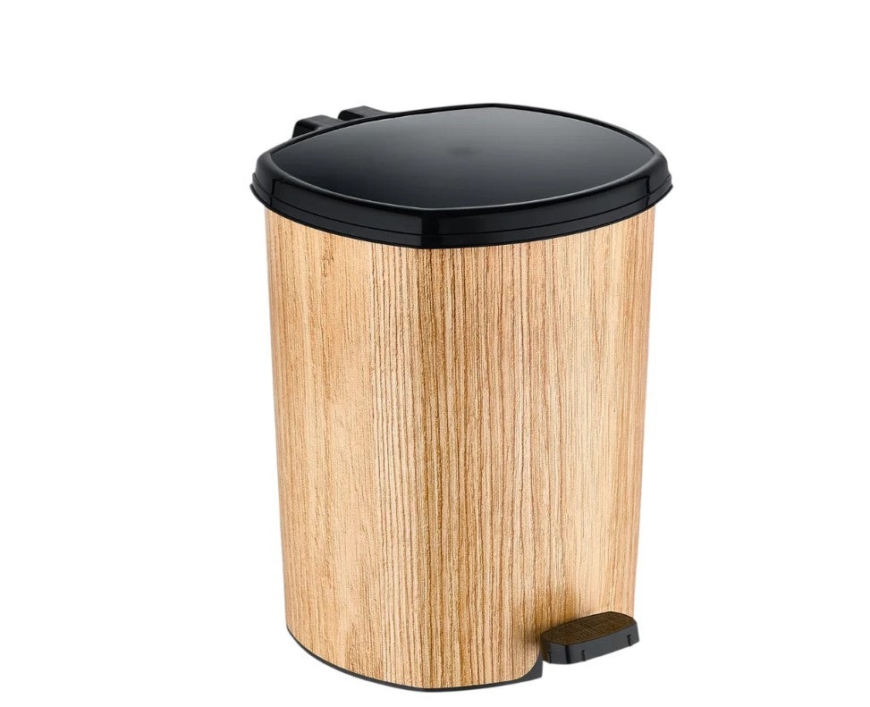 Wooden Color Plastic Pedal Dustbin 20 L