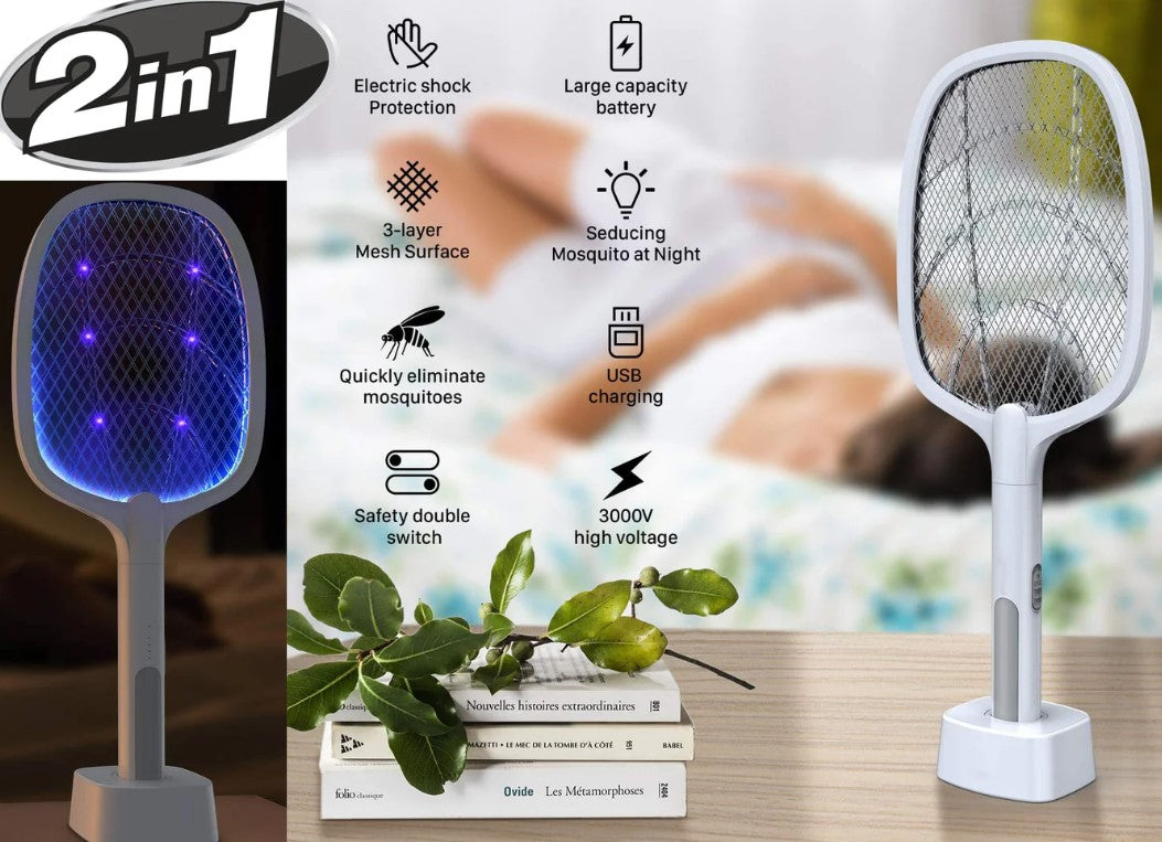 2 in 1 Electric Bug Swatter and Stand Alone Zapper