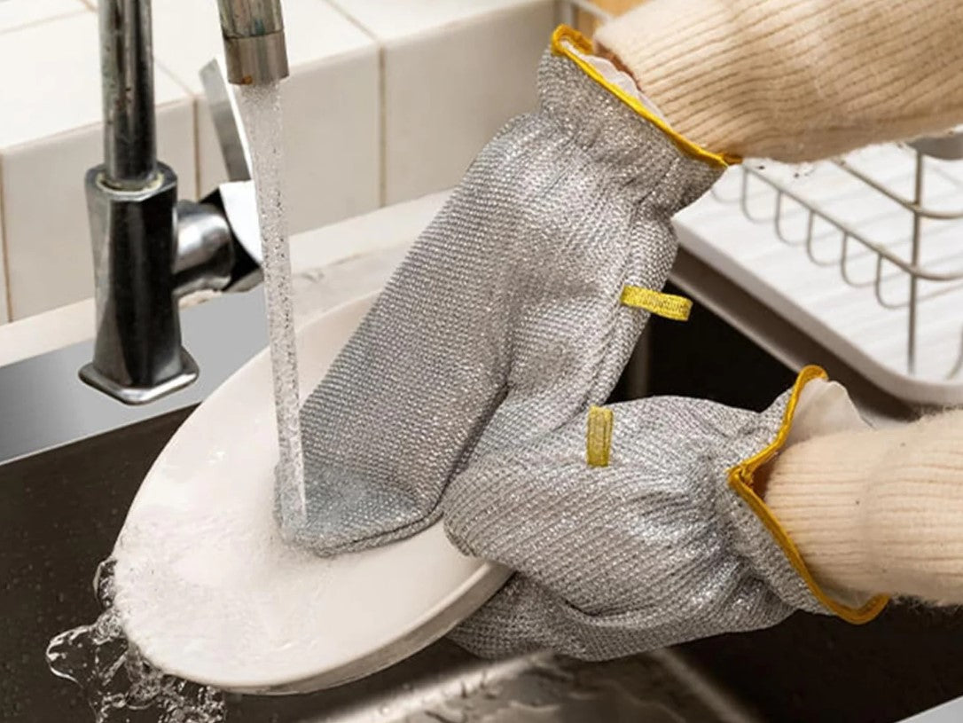 2 in 1 Multifunctional Silver Wire Cleaning Gloves