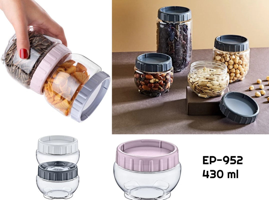 Interlocking Round Food Plastic Jar 0.43 lt