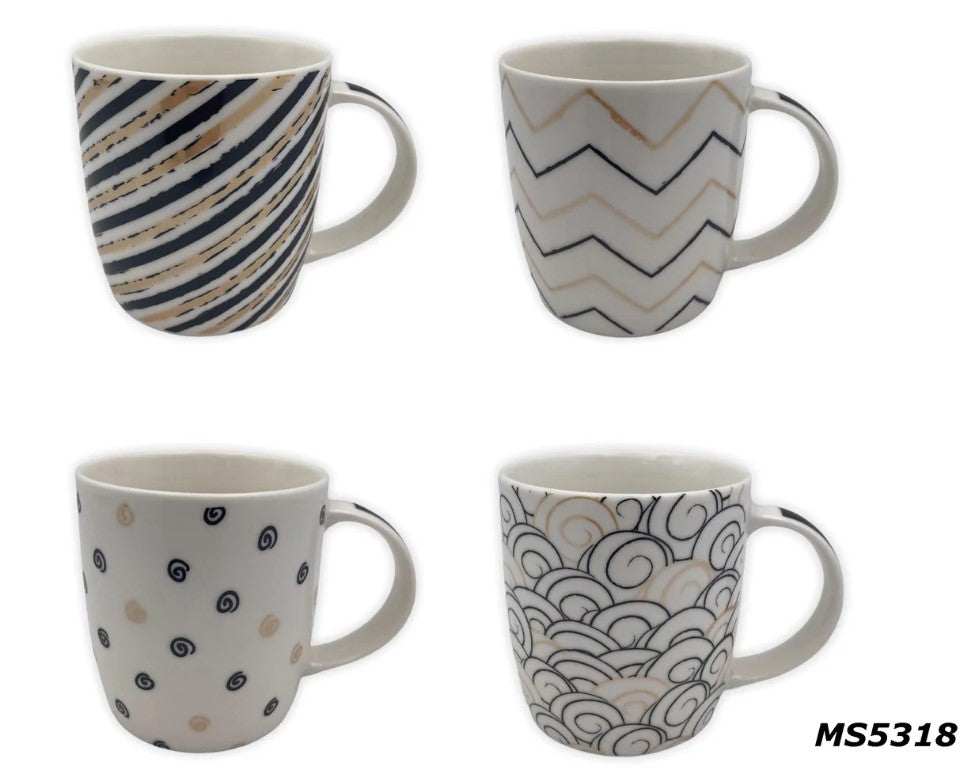 Porcelain Mug black & beige designs