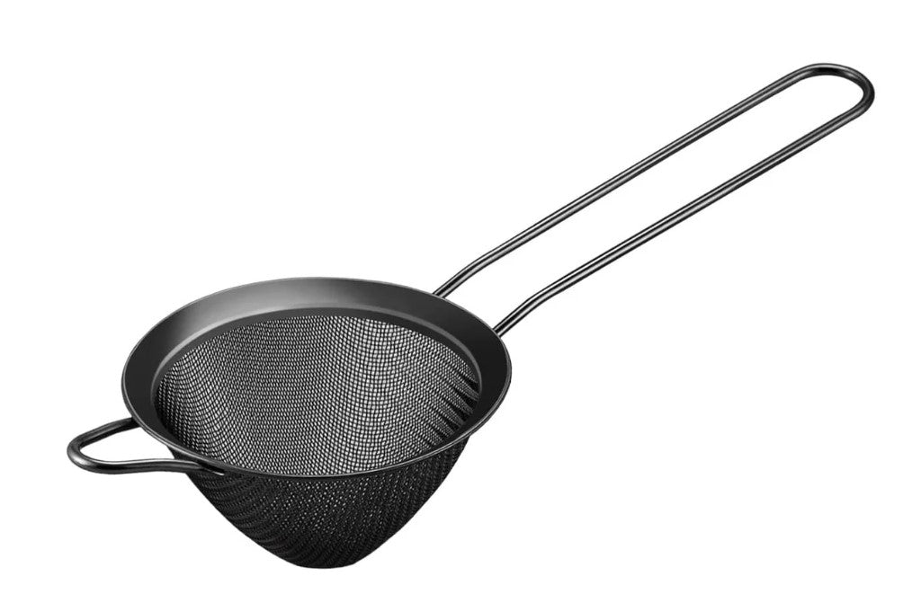 Matt Black Conical Fine Mesh SS Strainer 8.5 cm