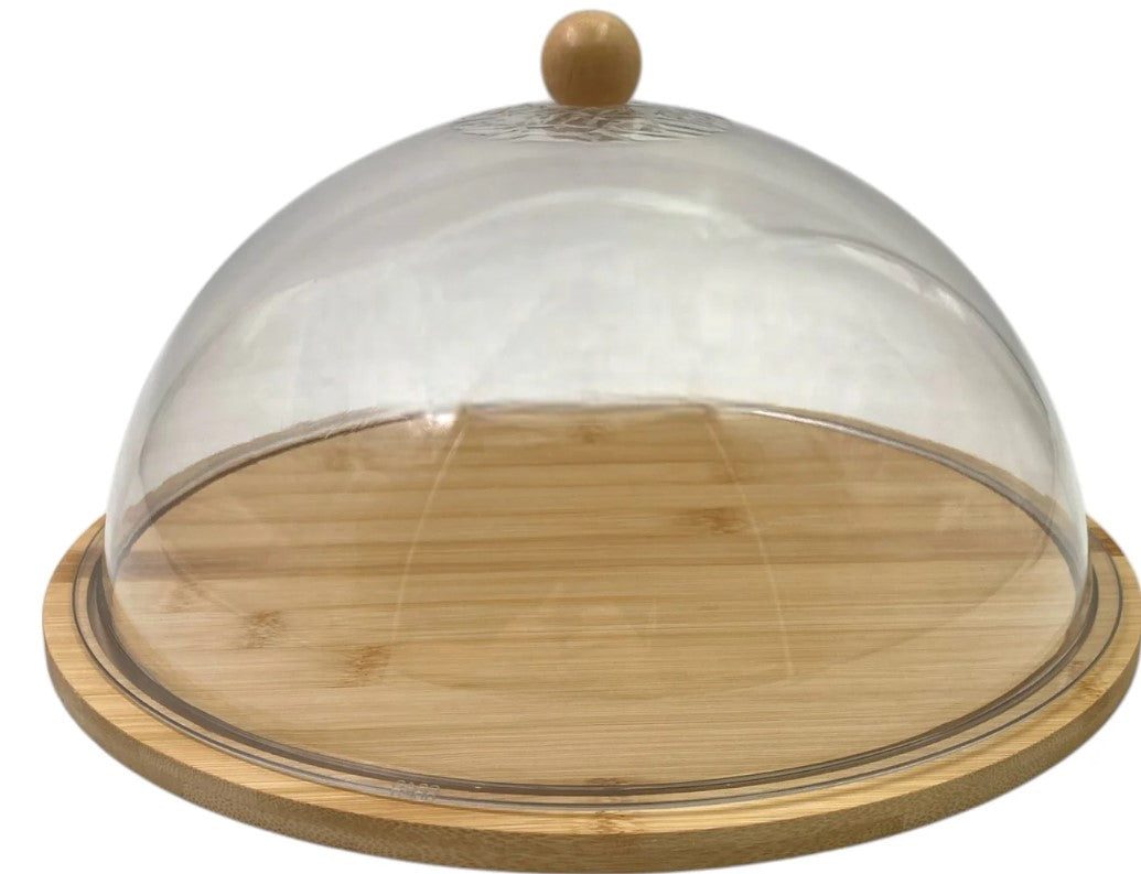 Bamboo & Acrylic Cake and Cheese Board with Cover 31.5cm