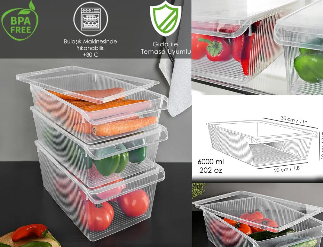 6 L Plastic Refrigirator Organizer Witا Lid