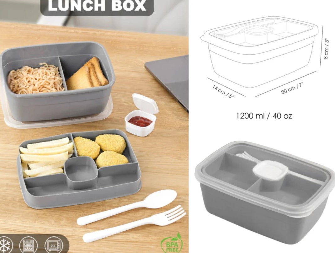Perfect Lunch Box with 2 Compartments and Divided Tray