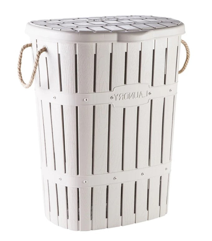 Plastic "Bamboo" Laundry Basket with Natural Ropes