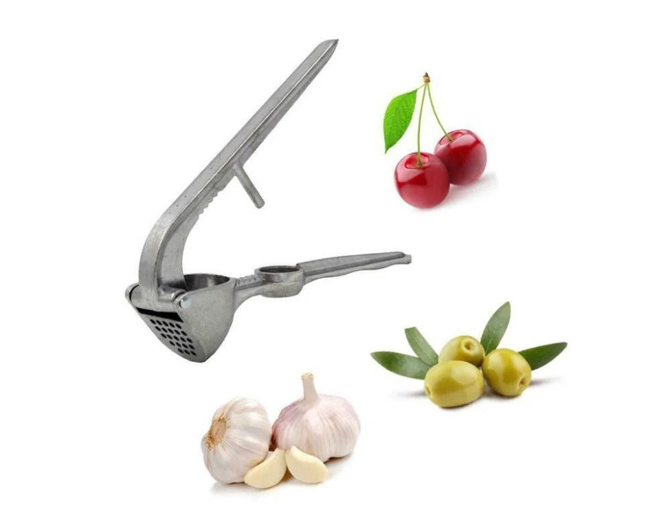 Aluminium Garlic Press with Cherry and Olive Pitter