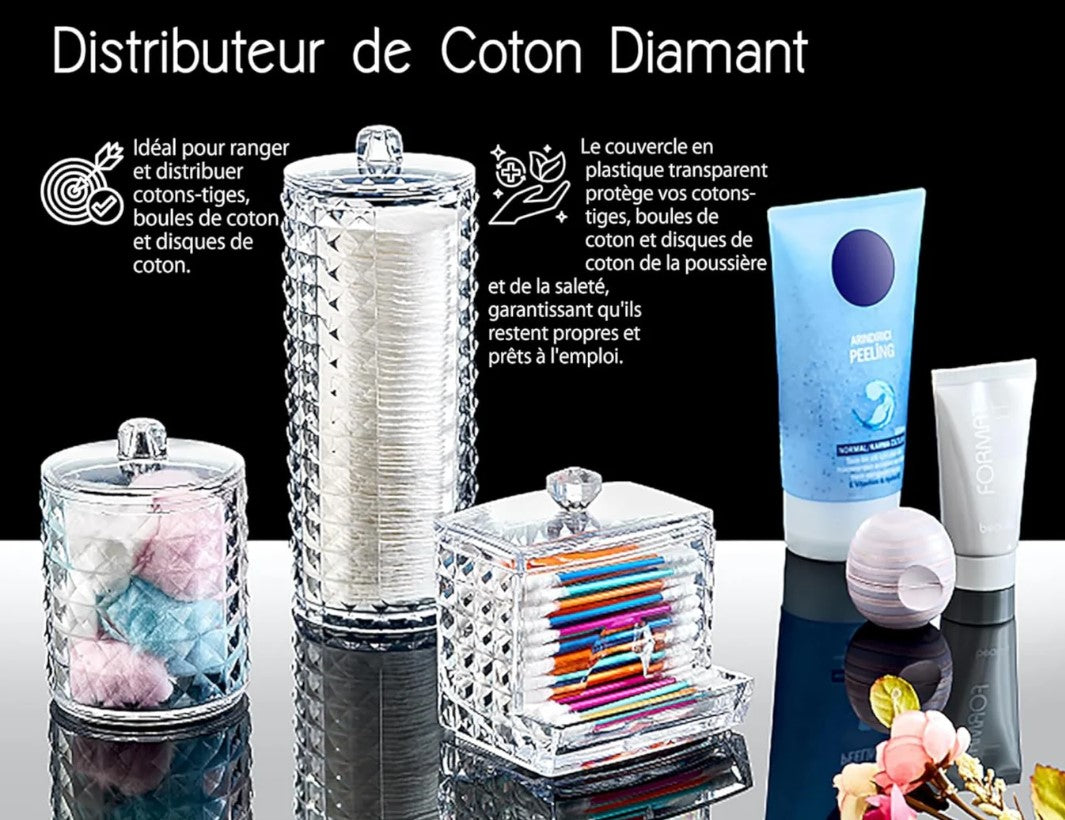 Set of 3 Acrylic Cotton Organizers for Makeup