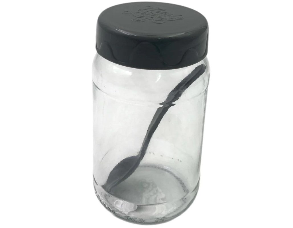370 ml Glass Spice Jar with Gray Cover and Spoon