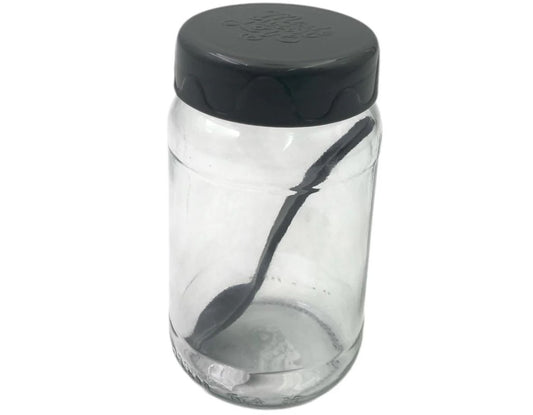 370 ml Glass Spice Jar with Gray Cover and Spoon
