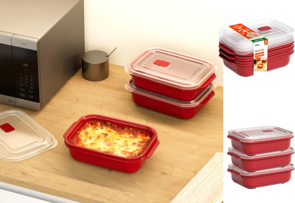3 Pieces Set Heat'n Go Food Containers 1300 ml