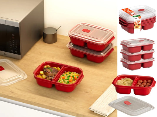 3 Pieces Set Heat'n Go Divided Food Containers 1200 ml