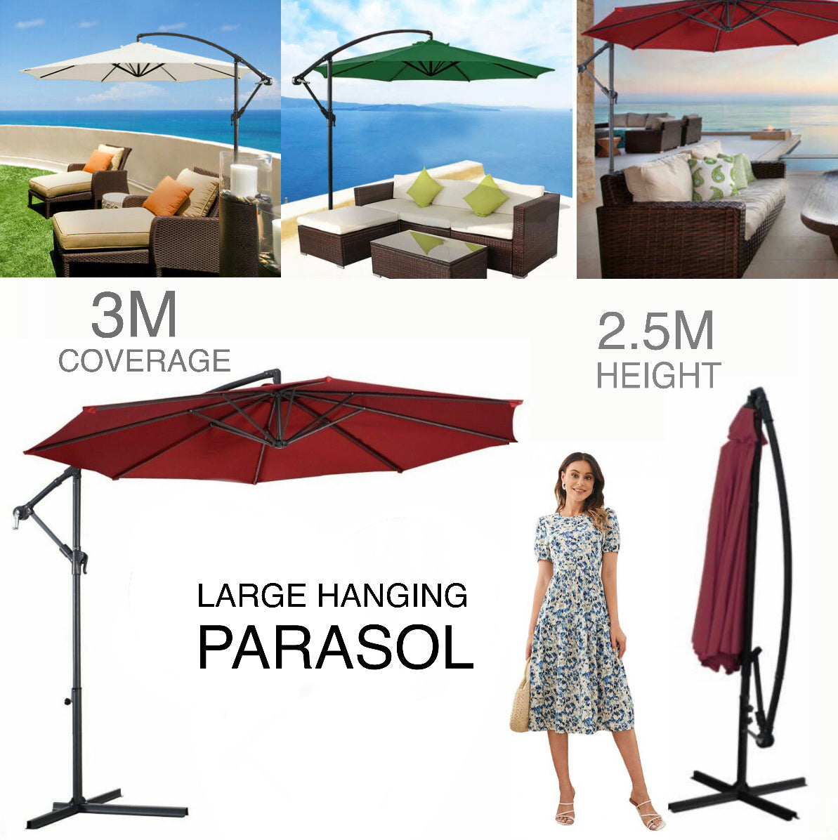 Hanging Parasol (Off-White)