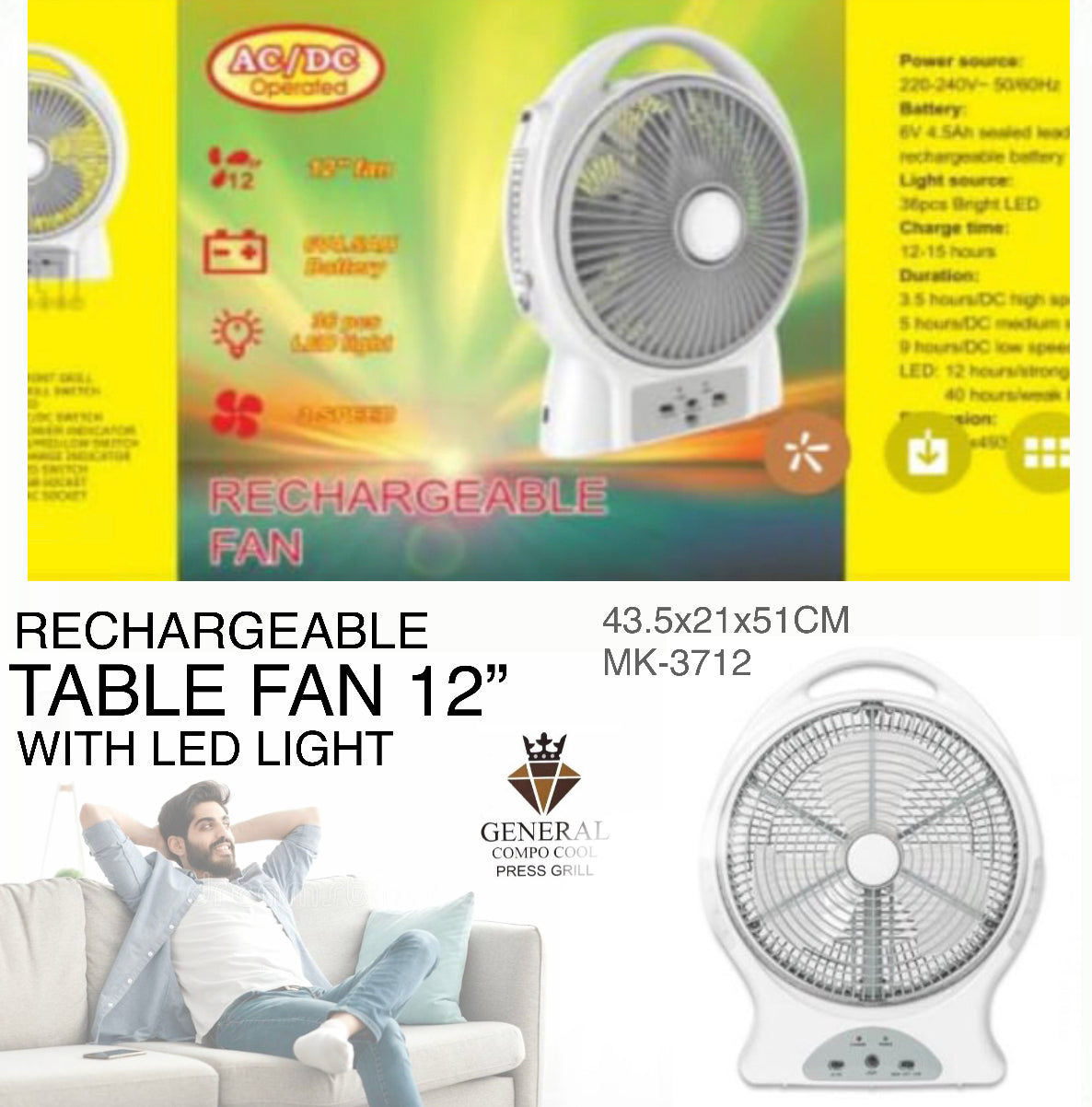 Rechargeable Fan MK3712