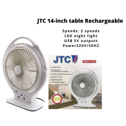 JTC, 14" Rechargeable Table Fan