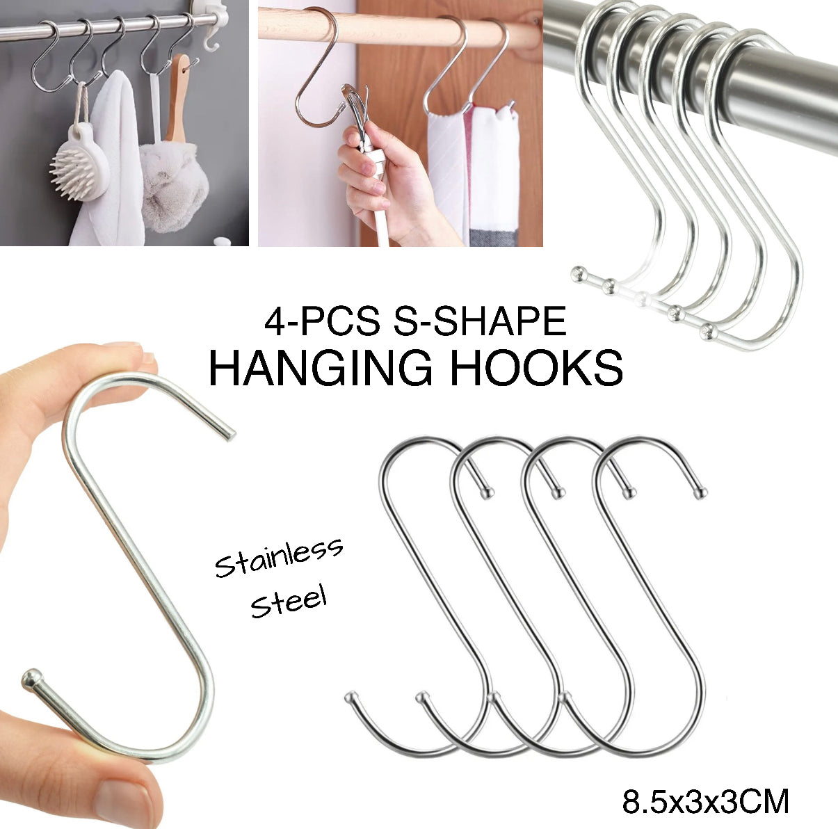 4-Pcs S-Hook (Buy1 Get 1 Free)